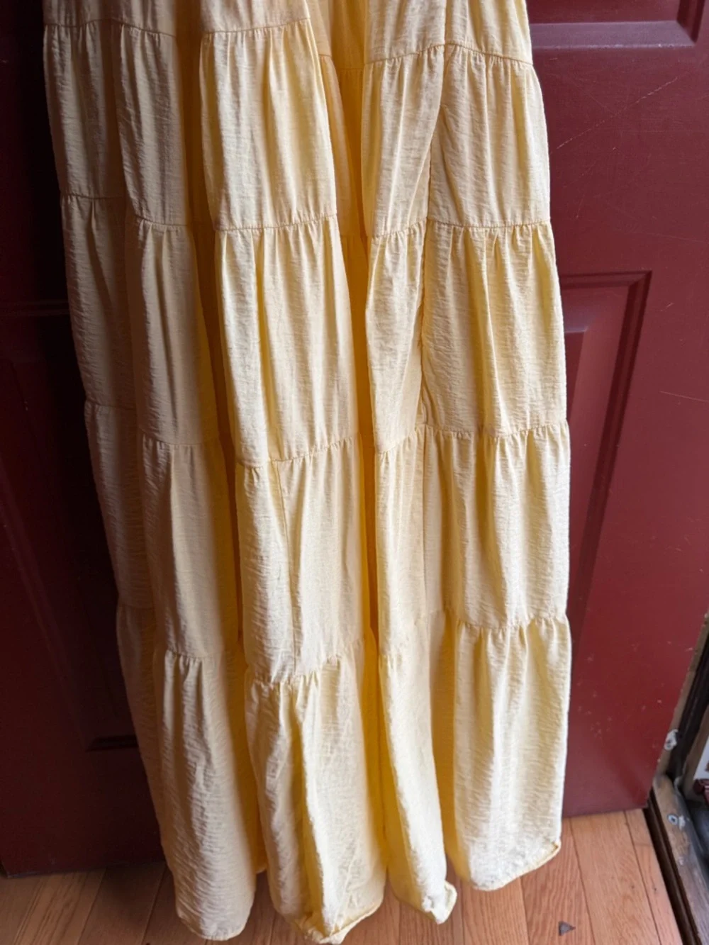 Abercrombie Butter Yellow Maxi Dress Small Petite Tie Back Sundress - Picture 6 of 8